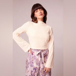 NWT Band Of The Free AVRIL CREAM MOCK NECK CROP TOP Long flowing Bell Sleeves